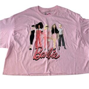 Barbie Pink Model Graphic Tee Shirt Cropped Oversized Womens XLarge New